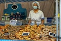 Authentic german handmade bretzel bakery at street food fair