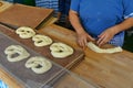 Authentic german handmade bretzel bakery at street food fair