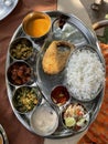 An Authentic Goan Meal, Fried Fish, Fish curry and white rice Royalty Free Stock Photo