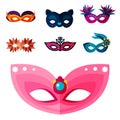 Authentic handmade venetian painted carnival face masks party decoration masquerade vector illustration Royalty Free Stock Photo