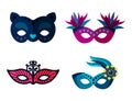 Authentic handmade venetian painted carnival face masks party decoration masquerade vector illustration Royalty Free Stock Photo