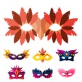 Authentic handmade venetian painted carnival face masks party decoration masquerade vector illustration