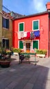 Authentic house and Colourful washing hanging in the backstreets of Venice