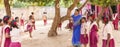 Authentic indian children with uniforms in playground at primary school Royalty Free Stock Photo