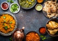 Authentic Indian dishes and snacks Royalty Free Stock Photo