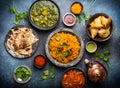 Authentic Indian dishes and snacks Royalty Free Stock Photo