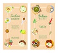 Authentic indian food, original delicious taste banner, flat vector illustration. Spicy asian foodstuff, piquant flavor