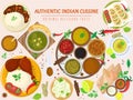 Authentic indian food, original delicious taste banner, flat vector illustration. Spicy asian foodstuff, piquant flavor