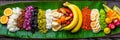 Authentic indian onam sadhya feast served on banana leaves traditional cuisine Royalty Free Stock Photo