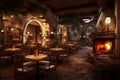 Authentic Interior italian restaurant. Generate Ai Royalty Free Stock Photo