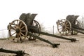 Authentic Italian cannon on a white foggy background Royalty Free Stock Photo