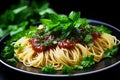 Authentic italian spaghetti bolognese. capturing rich colors, textures, and flavors