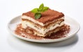 Authentic Italian Tiramisu Delight on White Background