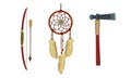 Authentic Items and Tools of Native American Indians Vector Set Royalty Free Stock Photo