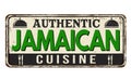 Authentic jamaican cuisine vintage rusty metal sign