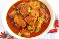 Authentic Lamb Vindaloo Traditional Fiery Red Indian / Goan Curry of Lamb. Royalty Free Stock Photo