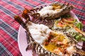 Authentic large thai river prawn grilled on plate Royalty Free Stock Photo