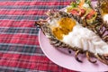 Authentic large thai river prawn grilled on plate Royalty Free Stock Photo