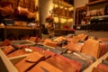 Authentic leather handbags in the San Telmo Market in Buenos Aires, the capital of Argentina in 2023