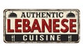 Authentic lebanese cuisine vintage rusty metal sign