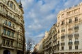 Authentic luxury classical buildings on the street in Retiro district in the centre of Madrid, Spain Royalty Free Stock Photo