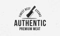 Authentic meat - logo of butchery shop with meat cleaver.