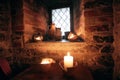 authentic medieval tavern. interior of a tavern