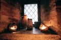 authentic medieval tavern. interior of a tavern