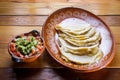 Mexican authentic quesadillas and guacamole