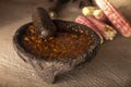 Authentic Mexican Salsa de Molcajete Royalty Free Stock Photo