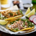 Authentic mexican street taco plate with pork Royalty Free Stock Photo