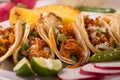 Authentic mexican tacos al pastor with chili Royalty Free Stock Photo