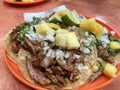 Mexican tacos al pastor for dinner Royalty Free Stock Photo