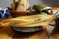 Mexican tamal in corn leaf Royalty Free Stock Photo