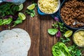 Authentic mexican tortillas ingredients on table Royalty Free Stock Photo