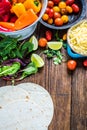 Authentic mexican tortillas ingredients on table Royalty Free Stock Photo