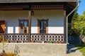 Authentic old ethnic village house. Natural autumn background with copy space