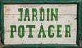 French wooden vegetable garden sign: Jardin potager Royalty Free Stock Photo