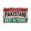 Authentic pakistani cuisine vintage rusty metal sign on a white background, vector illustration eps 10