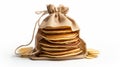 Authentic Pancake Stack In Sack: Martin Grelle Style Royalty Free Stock Photo