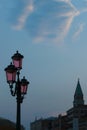 Pink street lantern in Venice, Italy Royalty Free Stock Photo