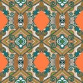 Authentic seamless floral geometric pattern, ethnic ukrainian ca