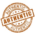 Authentic stamp. Brown authentic stamp sign icon.