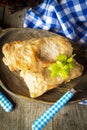 Authentic stuffed cabbage rolls, russian cuisine, vertical image