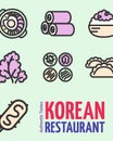 Authentic Tastes Korean Restaurant Placard Poster Invitation Banner Card Template . Vector Royalty Free Stock Photo