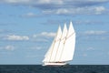 Authentic Three-Masted Schooner Windjammer Sailing on Maine Seacoast