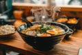 Authentic Tonkotsu Ramen Bowl with Soft Boiled Eggs and Pork Belly