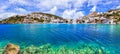 Authentic traditional Island Leros in Dodekanese, Greece. view of Panteli village and beach