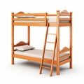 Authentic Unpolished Bunk Bed With Intricate Woodwork On White Background