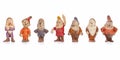 Authentic weathered rubber figurines of Walt Disney Snow White and the Seven Dwarfs dated 1938 in Drempt, The Netherlands